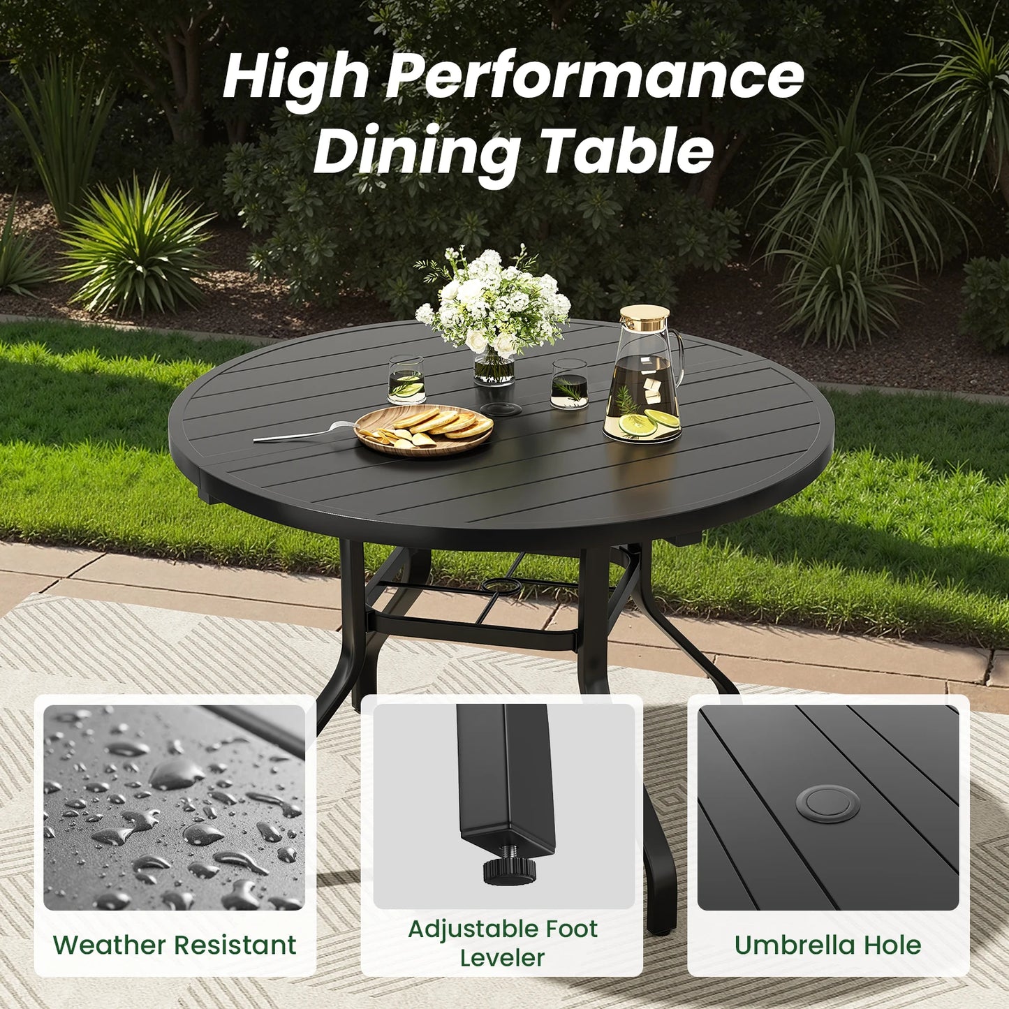 Farini 7-Piece Outdoor Dining Set For Six With Round Table