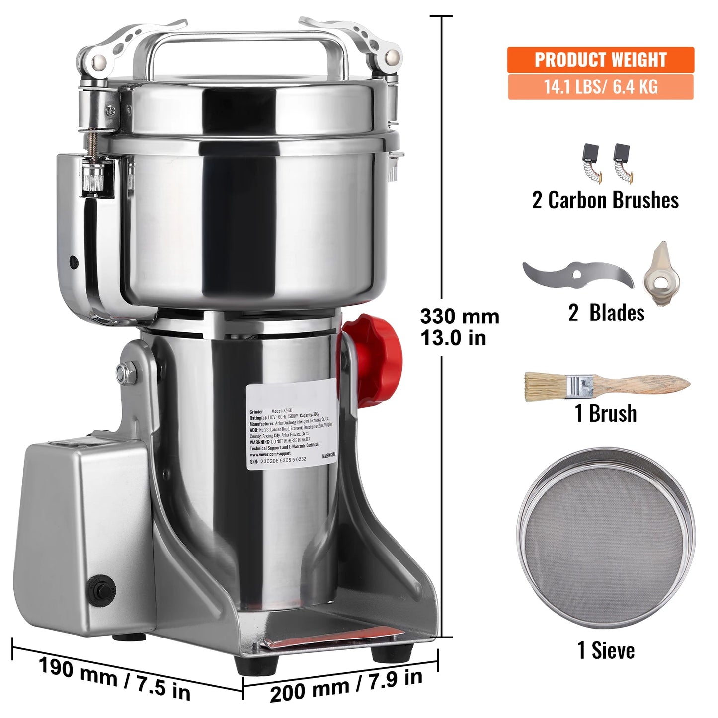 SucceBuy Electric Grain Mill Grinder 150 to 2500g for Spices