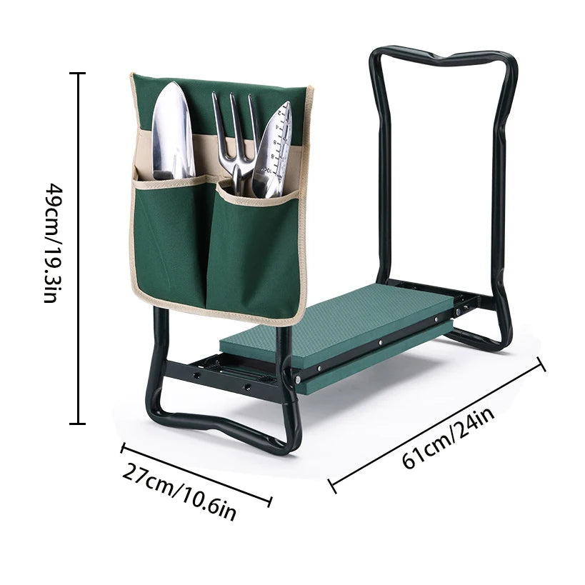 Foldable 2-In-1 Garden Kneeler And Seat With Detachable Tool Bag