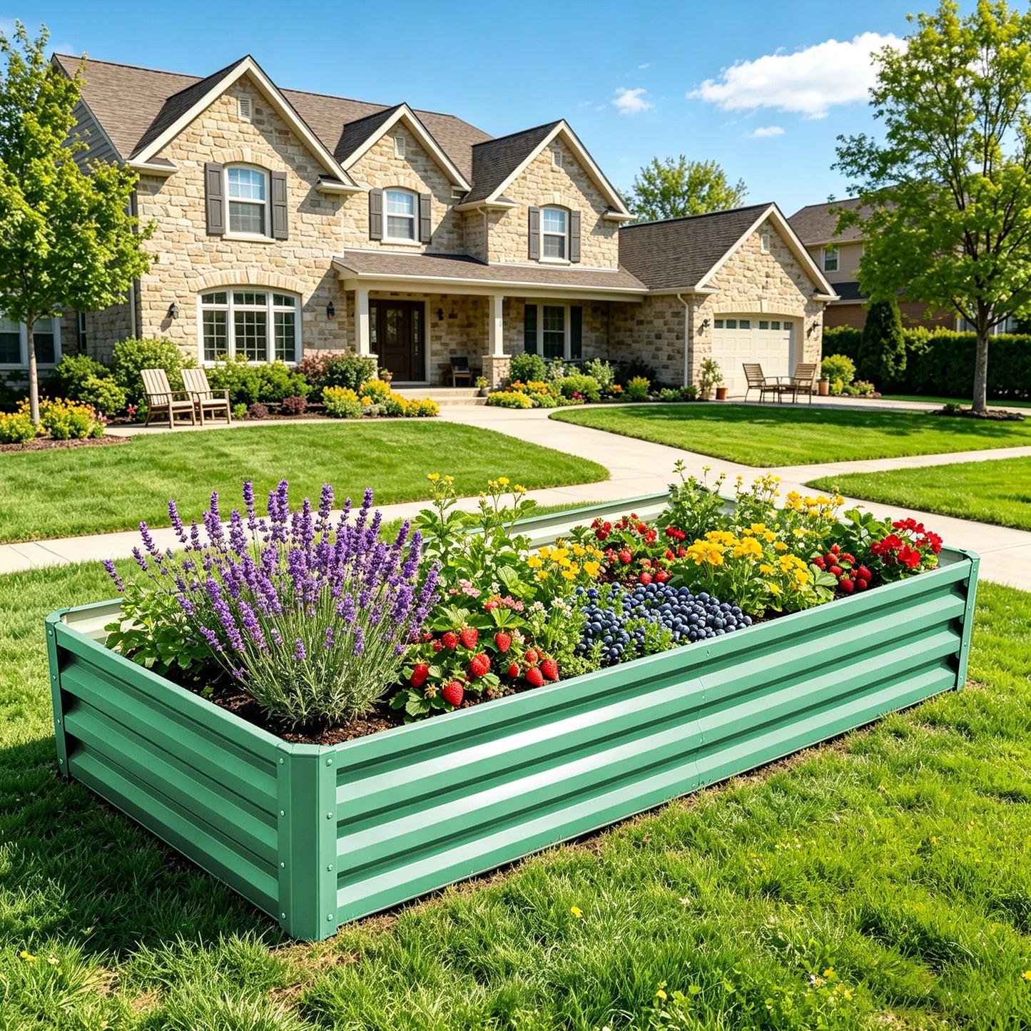 Galvanized Metal Raised Garden Bed for Outdoor Planter and Vegetables