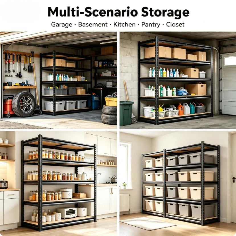 Heavy Duty 5-Tier Metal Storage Rack With Adjustable Shelving