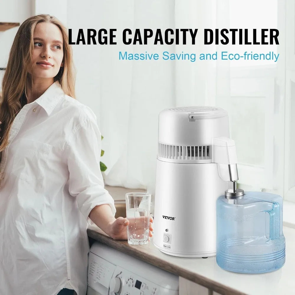 Water Distiller 750W Countertop With Auto-Shutdown And BPA-Free Container