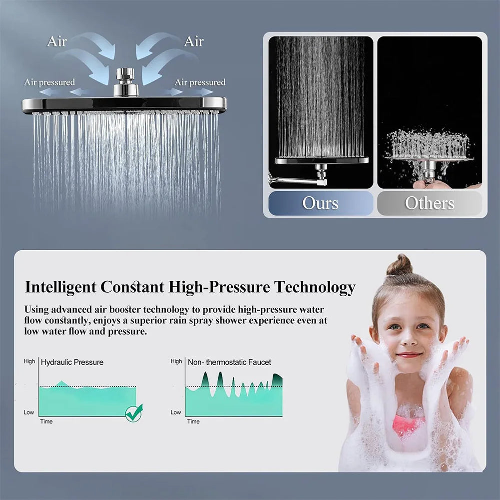 APWIKOGER 12 Inch Shower Faucet Set With Adjustable Handheld Spray