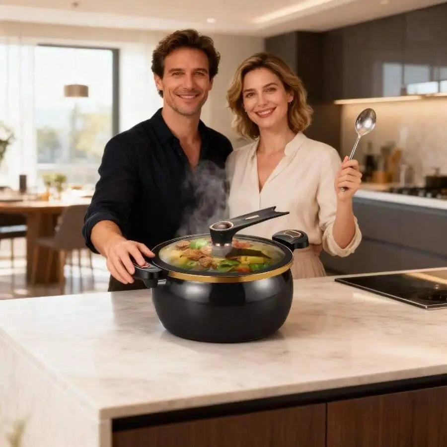 XMSJ Nonstick Soup Pot With Twist Lock Handle Multifunction