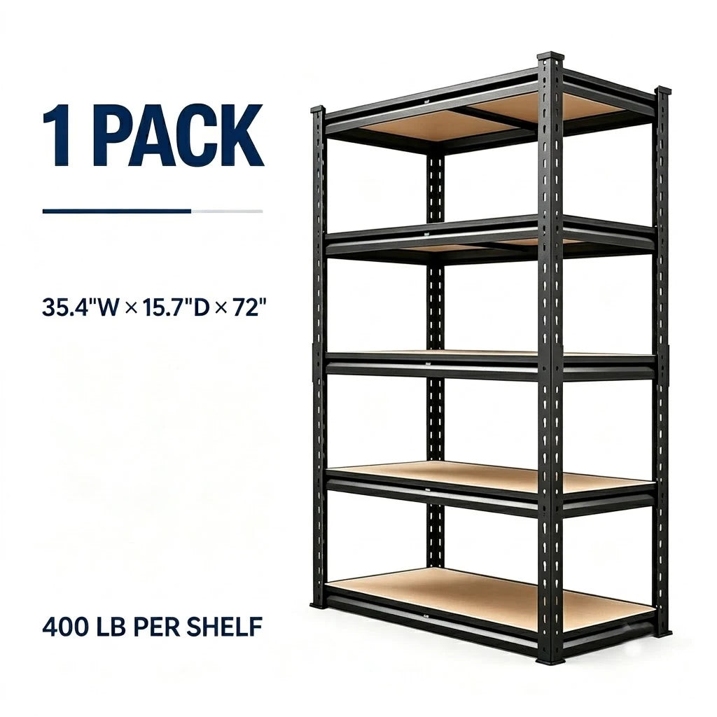Heavy Duty 5-Tier Metal Storage Rack With Adjustable Shelving