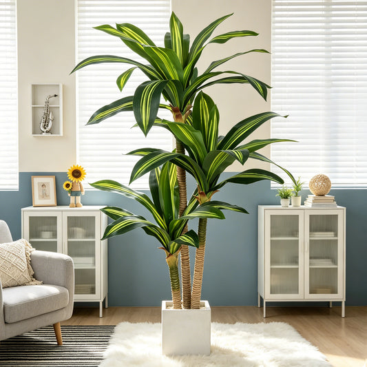 Artificial Dracaena Tree In Pot For Home Office Decor