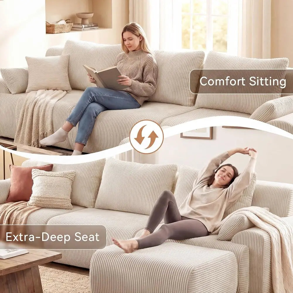 Boneless Cloud Sectional Couch With Curved L-Shape Design