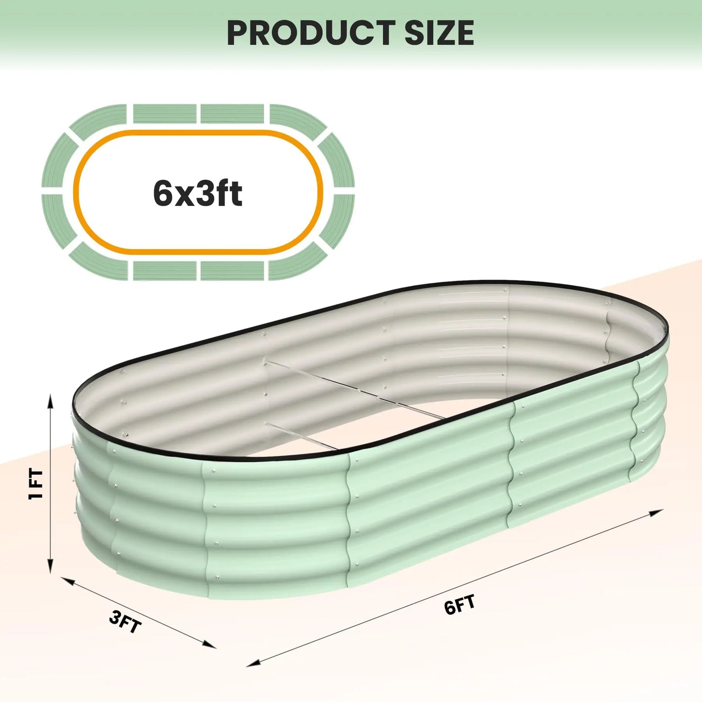 HiMISS 2-Pack Galvanized Steel Raised Oval Garden Beds