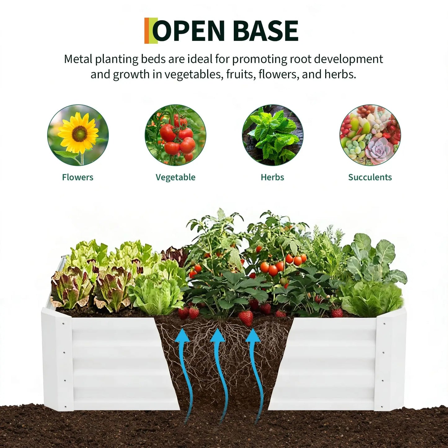 HiMISS 3 In 1 Raised Garden Bed Kit Galvanized Planter With Drip Irrigation