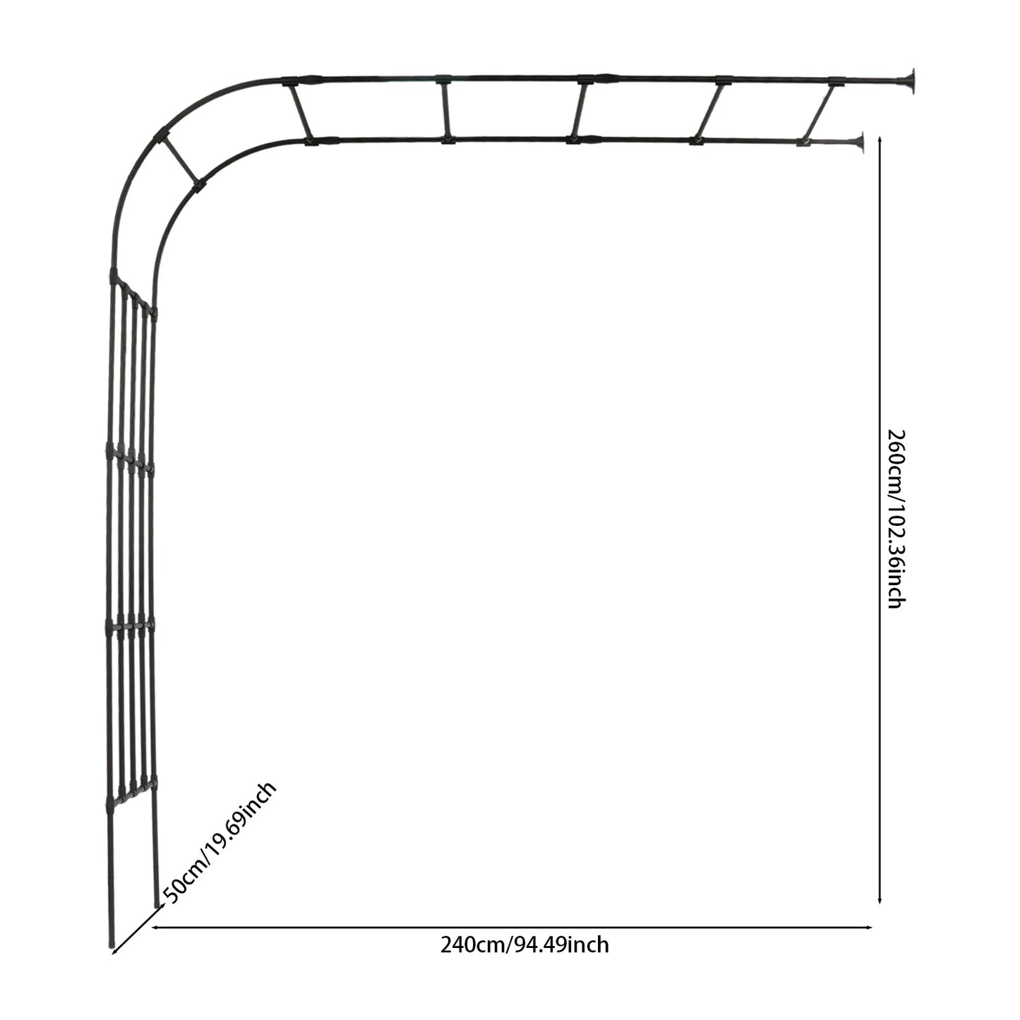 Half Side Garden Arch Trellis Steel Free Standing Wedding Arch