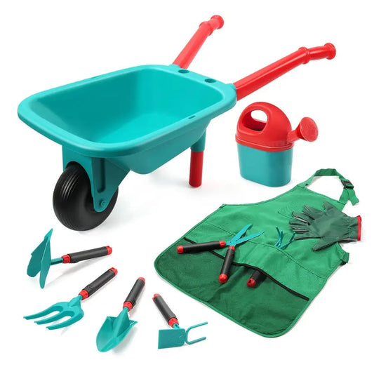 Stone Kids Garden Tool Set With Wheelbarrow Watering Can