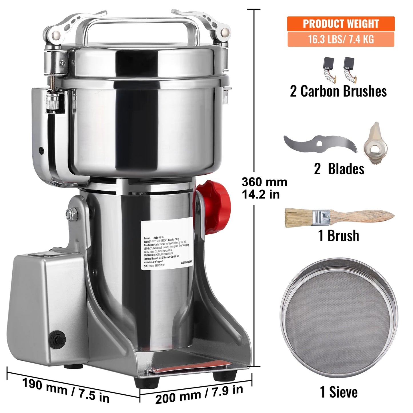 SucceBuy Electric Grain Mill Grinder 150 to 2500g for Spices