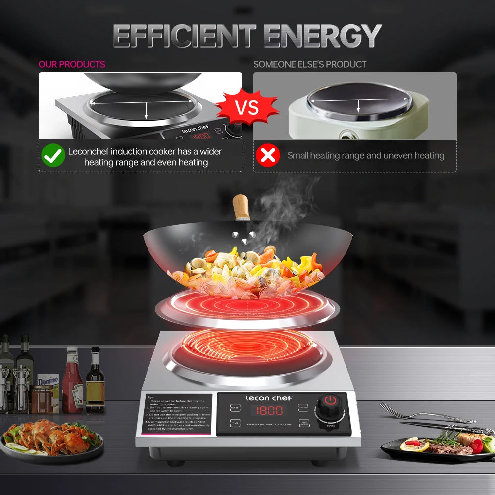 Lecon Chef Induction Cooker With Wok 1800W Electric Burner