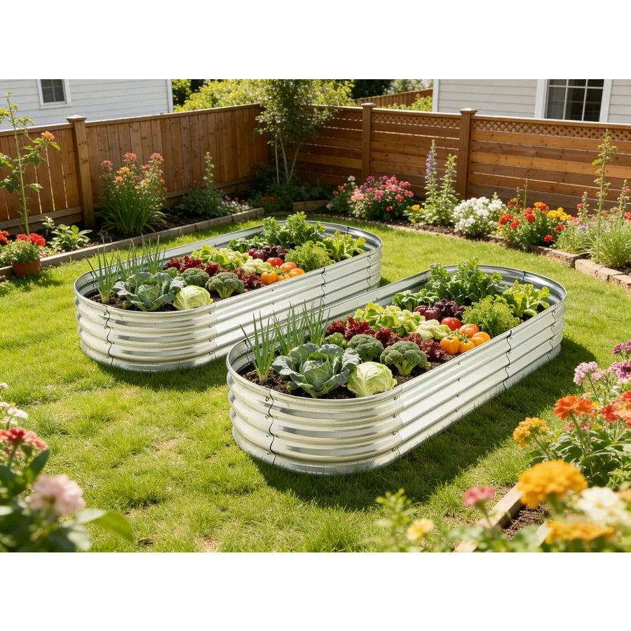 Raised Garden Bed Metal Elevated Planter For Vegetables And Herbs