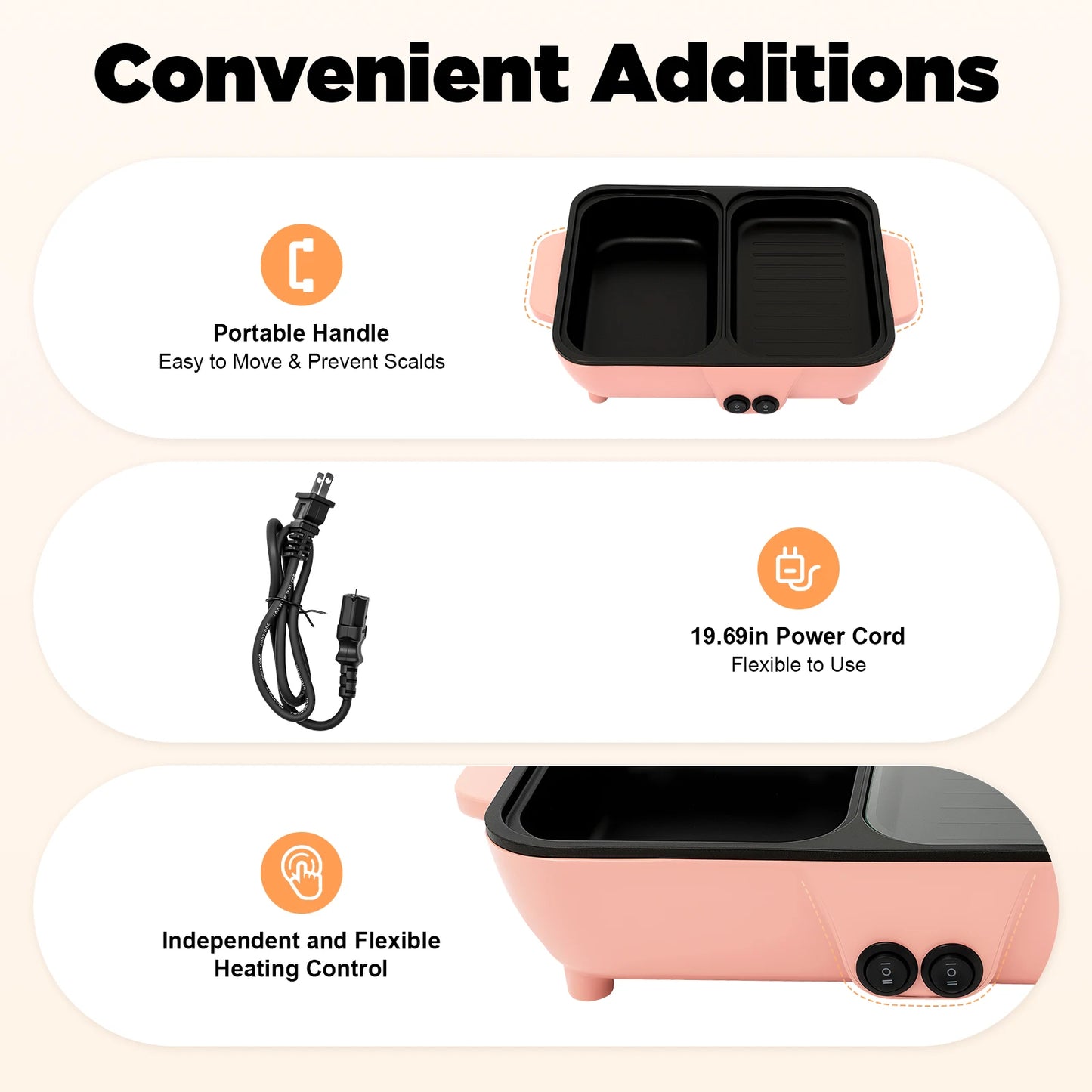 2-In-1 Electric Hot Pot With Griddle And Nonstick Pan