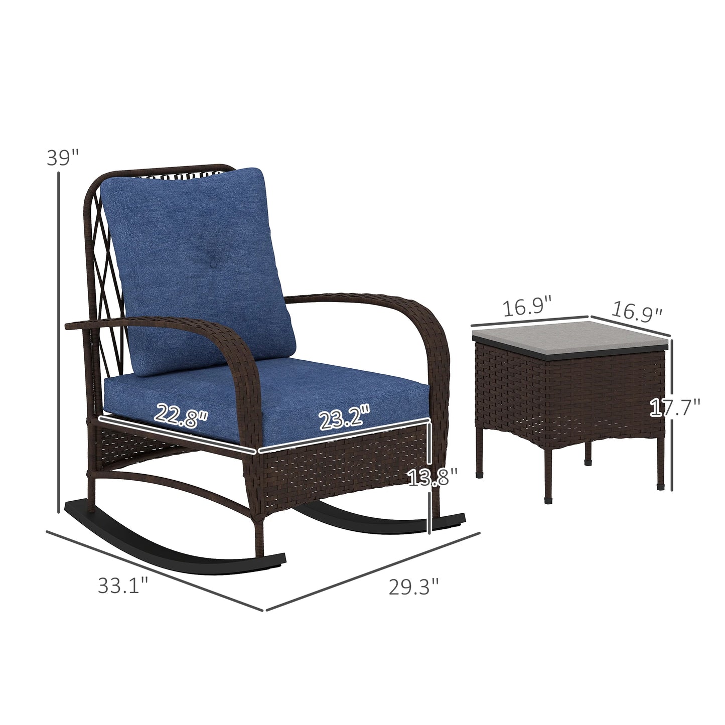 Patio Furniture Set With Rocking Chairs And Coffee Table