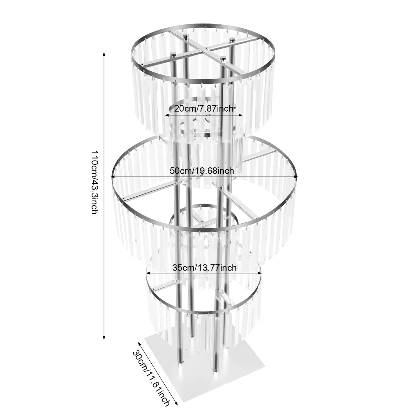 5-Tier Acrylic Crystal Flower Stand For Wedding Centerpieces Iron Frame