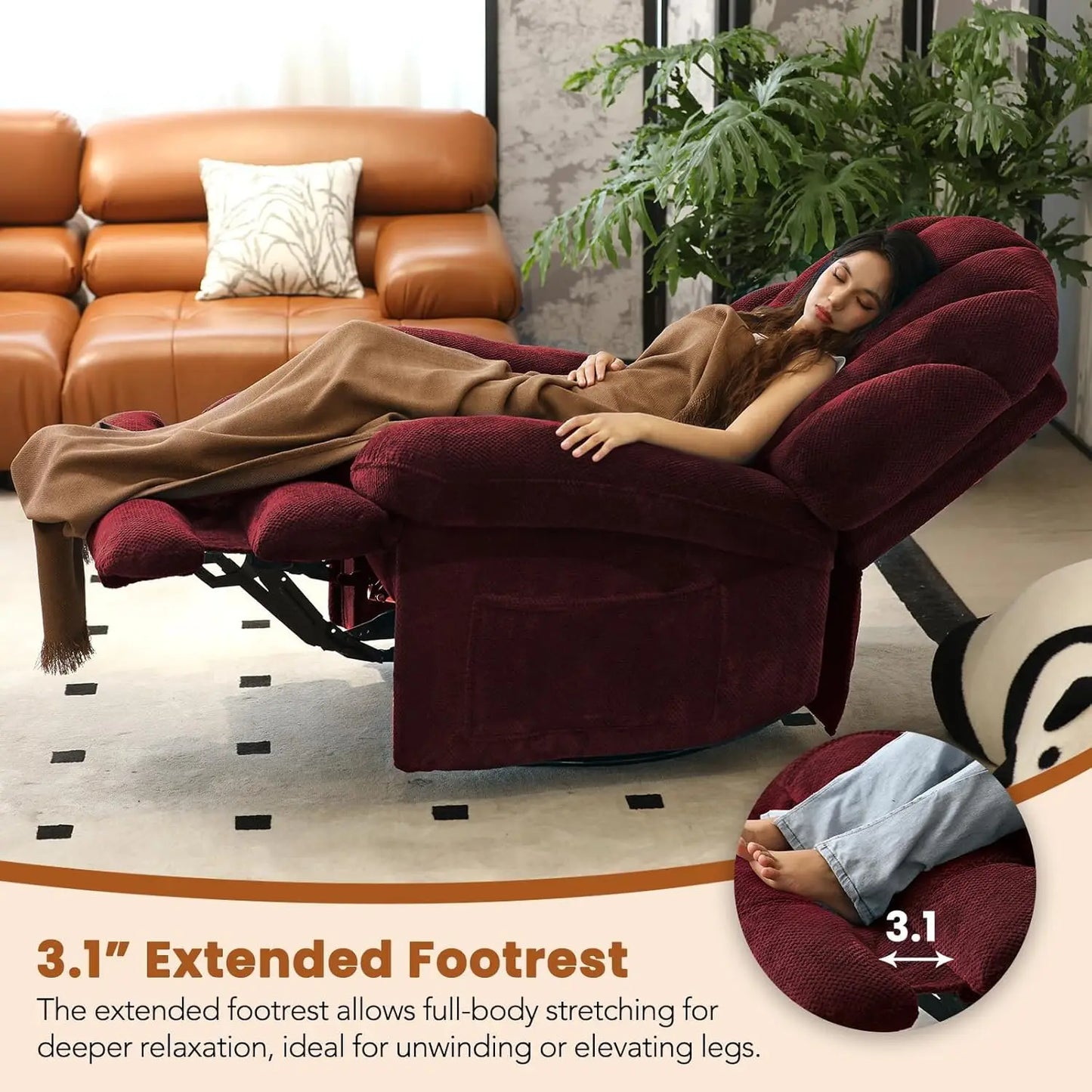 Dual Motor Power Swivel Rocker Recliner Chair With Adjustable Backrest