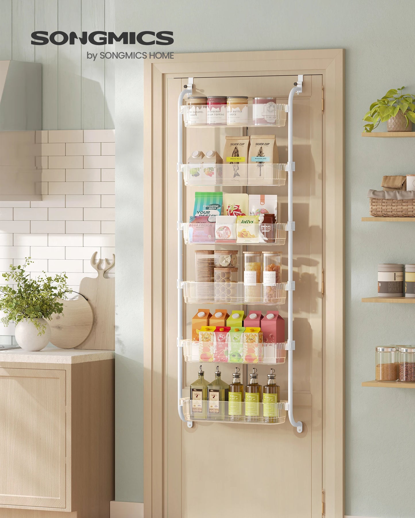 SONGMICS Over The Door Pantry Organizer With Adjustable Baskets