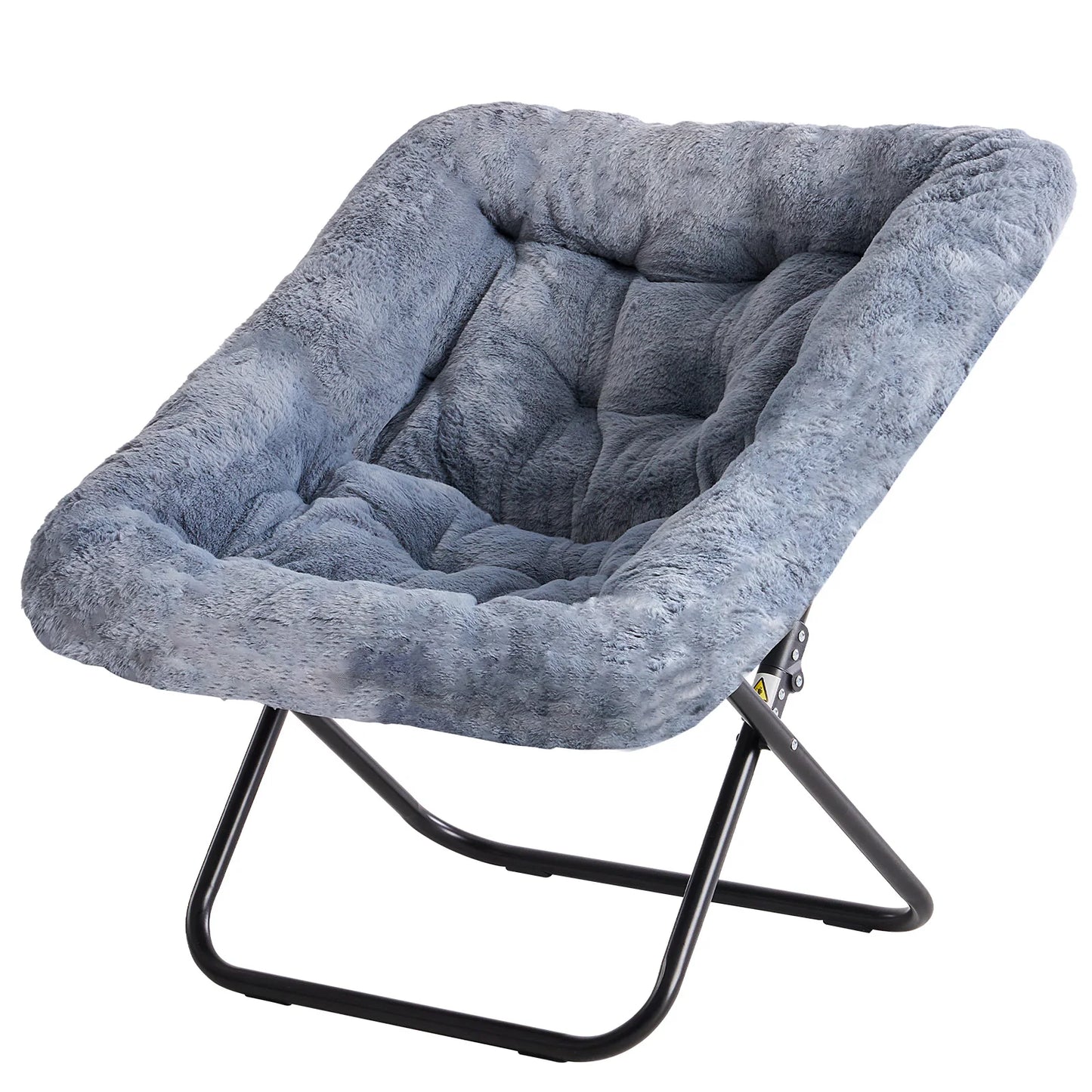 JHK Cozy Saucer Chair With Faux Fur Padded Seat Folding For Living Room