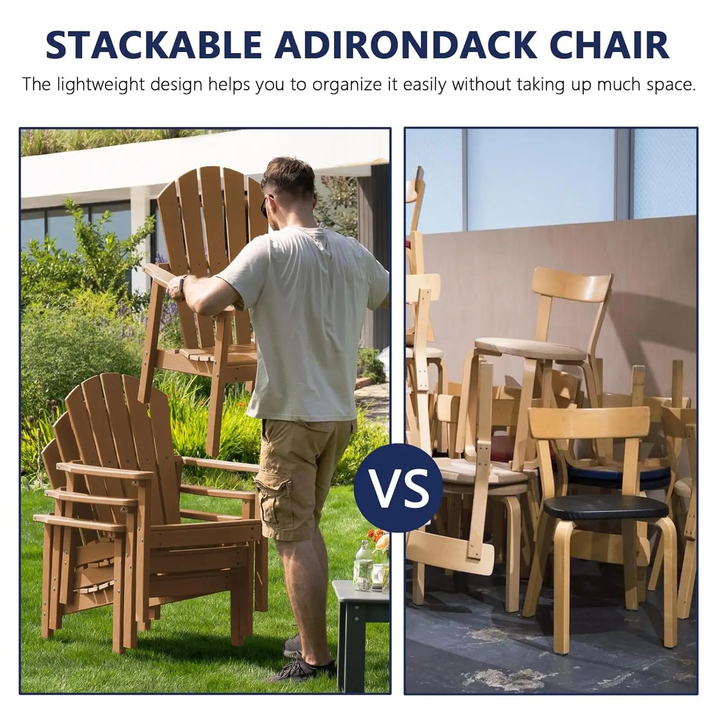 Outdoor Patio Stackable HDPE Adirondack Chairs Set of 4