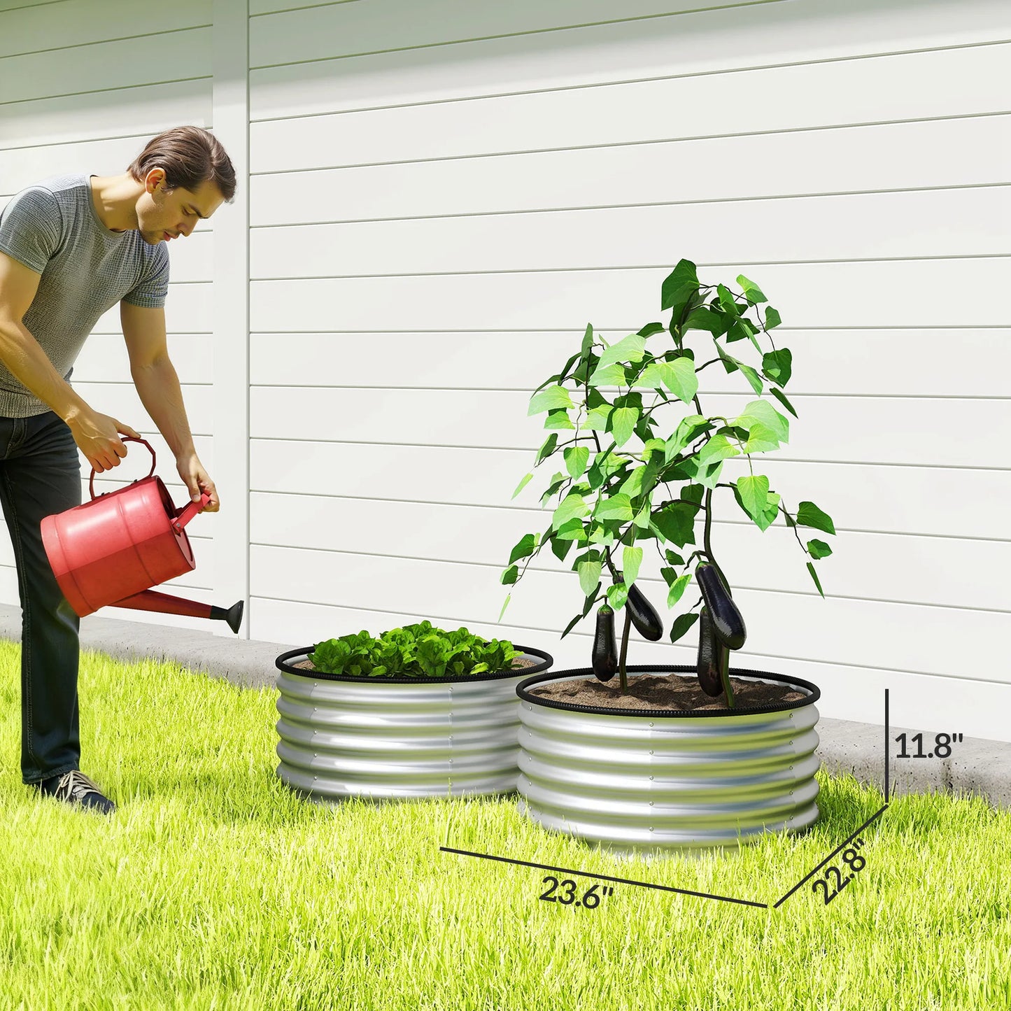 Raised Garden Beds Set Of 2 Galvanized Planter Boxes