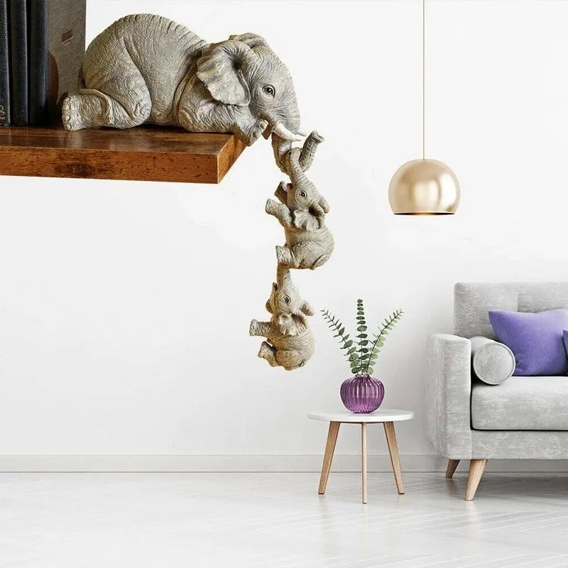 Three Piece Cute Elephant Figurines Resin Home Decor Gift Set