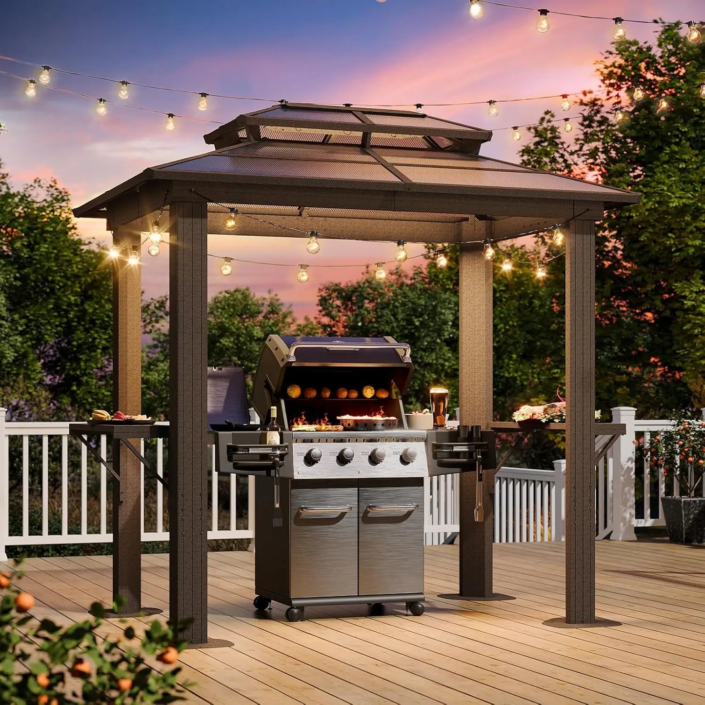 DUOFU Aluminum BBQ Gazebo With Shelves For Patio And Garden