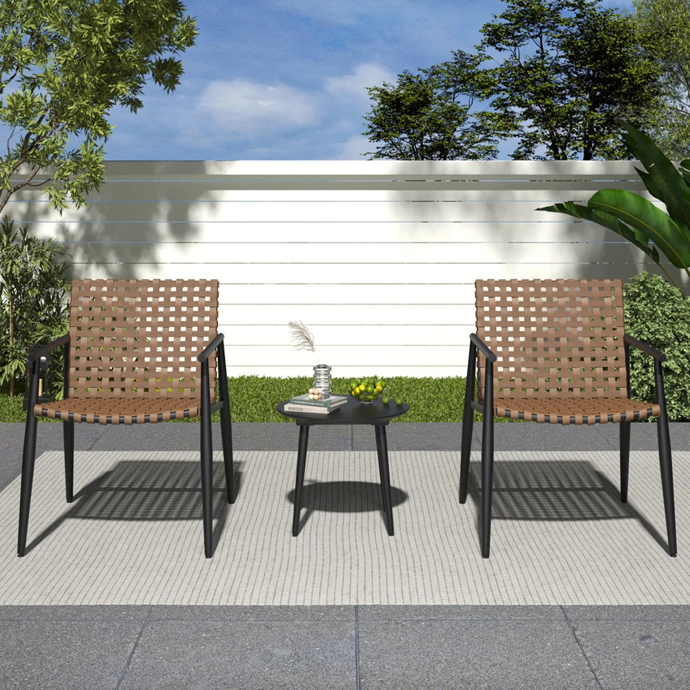 LISM PE Rattan Chat Set Two Chairs With Glass Table