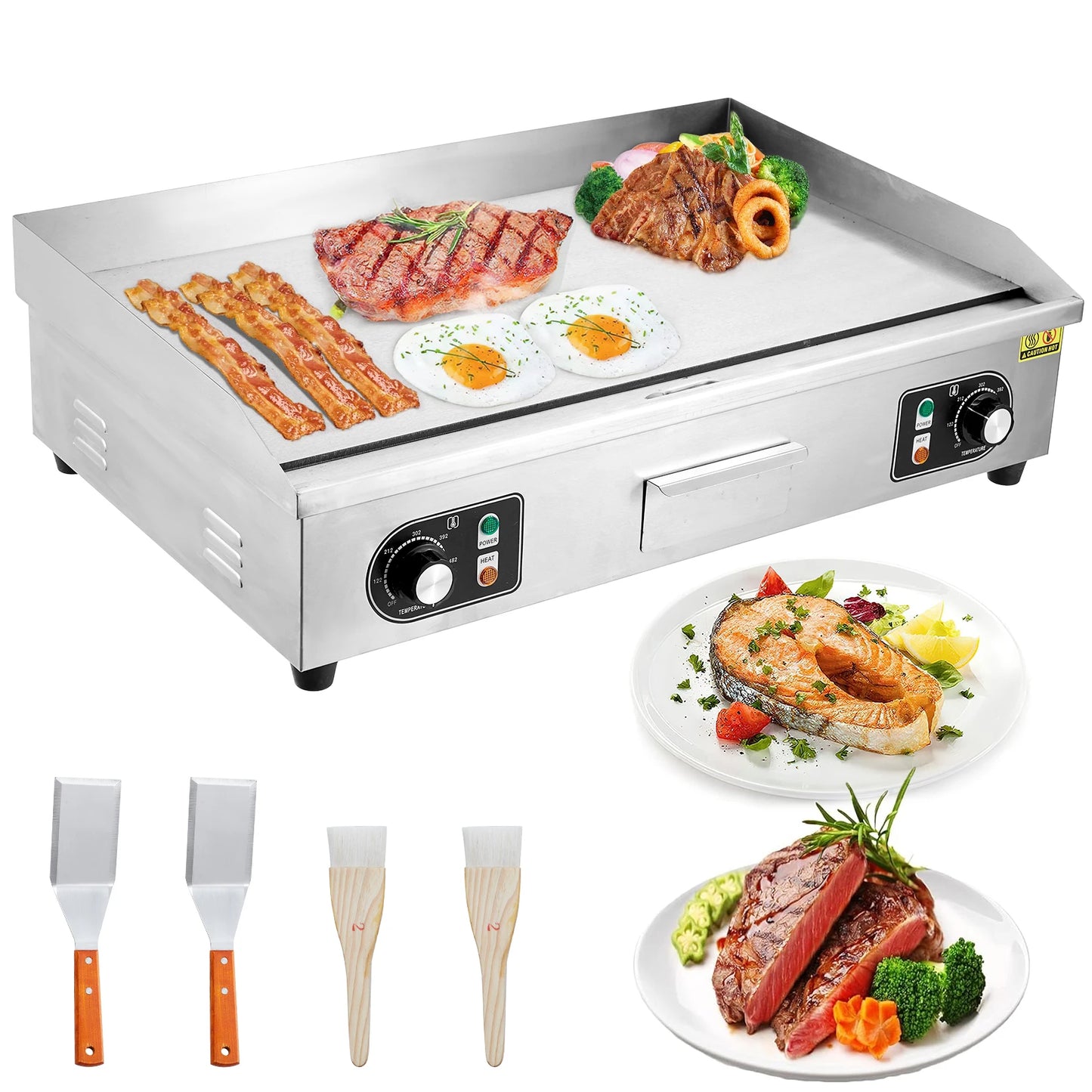 Adoolla 1500W 110V Commercial Electric Grill Countertop Teppanyaki Nonstick