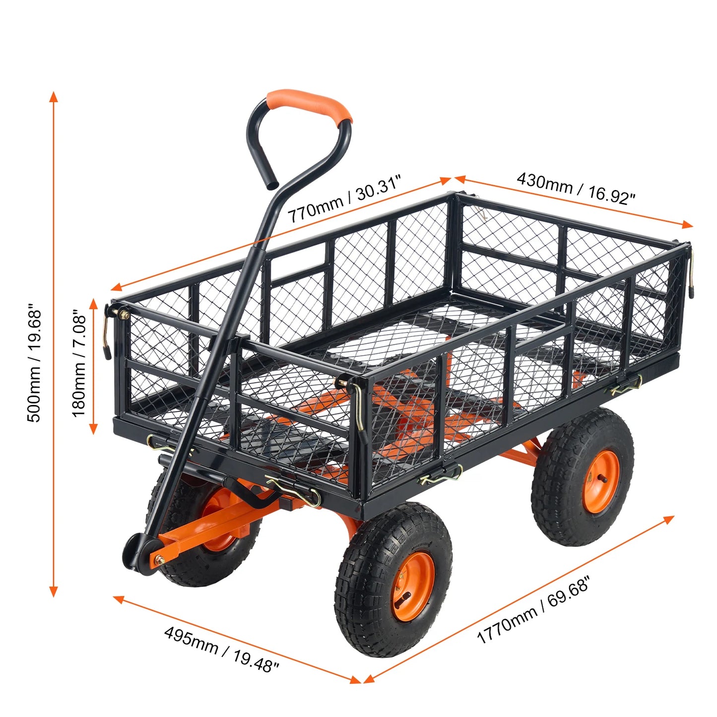 SucceBuy Garden Cart Sturdy Metal Utility Wagon 400/880 Lb Capacity