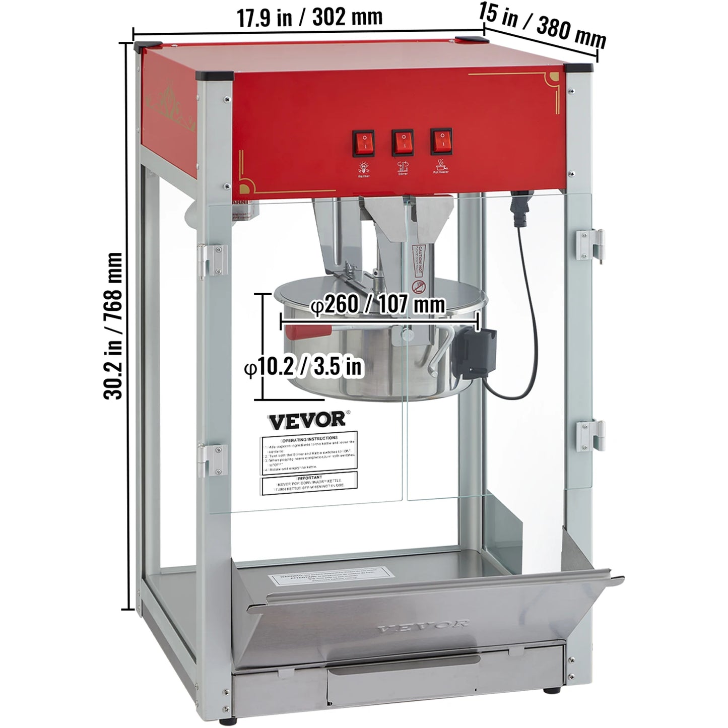 Succebuy Electric Popcorn Maker Commercial Popper Machine 304 Stainless