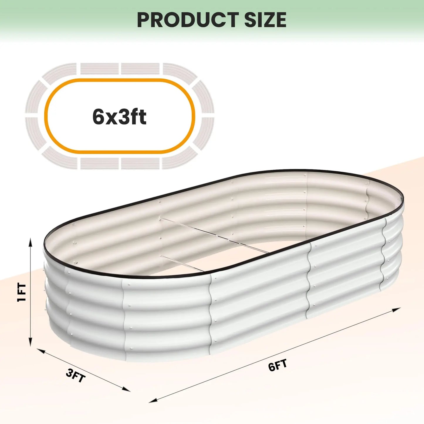 HiMISS 2-Pack Galvanized Steel Raised Oval Garden Beds