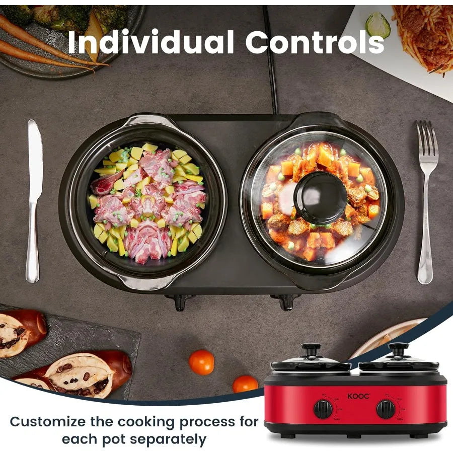 Abay Double Slow Cooker Buffet Server With Two Mini Pots