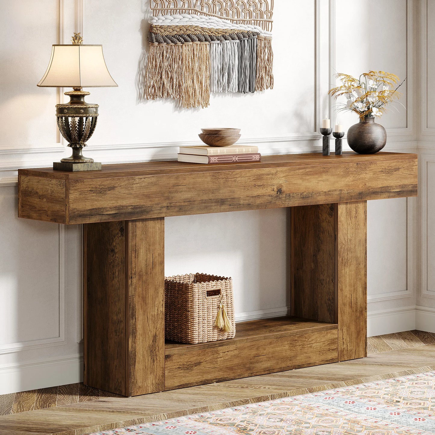 Tribesigns Farmhouse 2-Tier Console Table