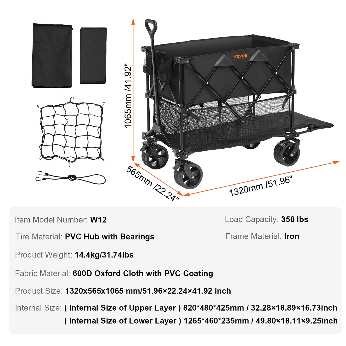SucceBuy Collapsible Folding Wagon All Terrain Beach Cart