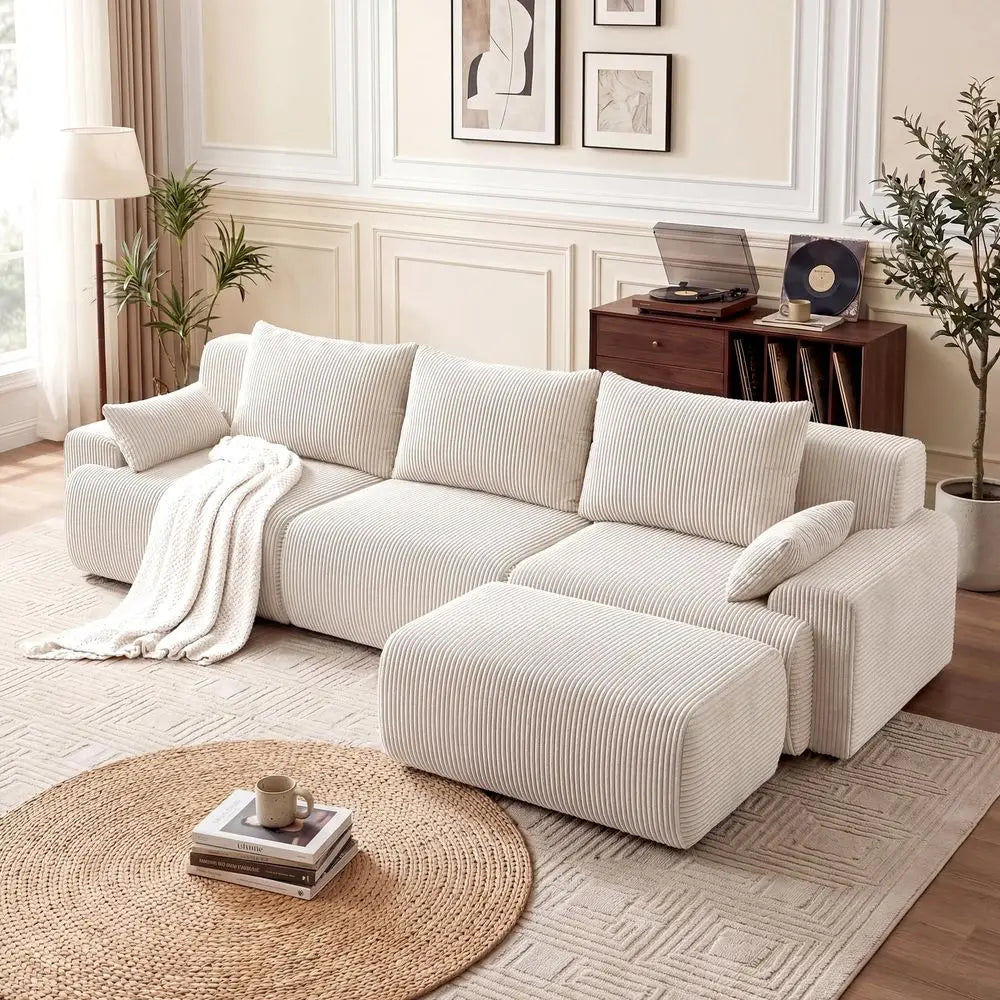 Boneless Cloud Sectional Couch With Curved L-Shape Design