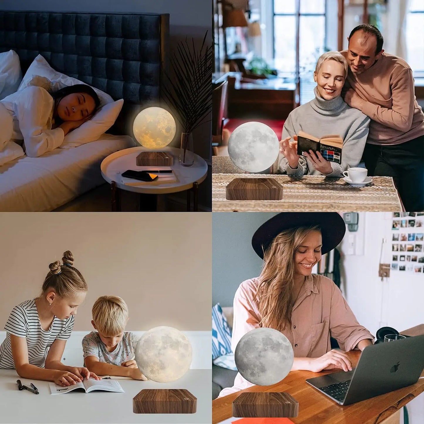 Mexllex Magnetic Floating Moon Lamp With Wooden Base