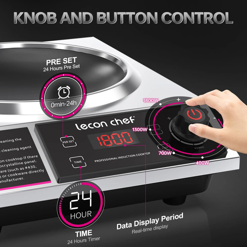 Lecon Chef Induction Cooker With Wok 1800W Electric Burner