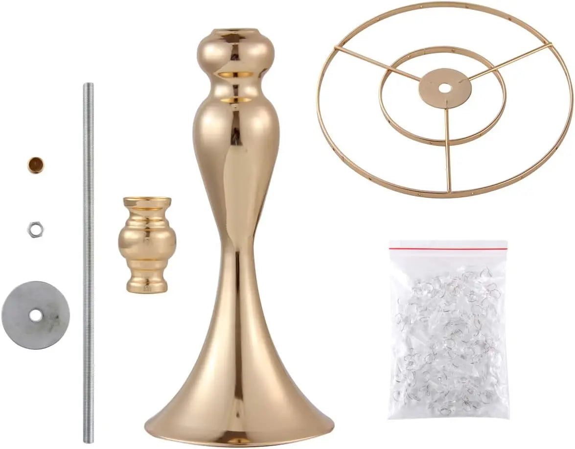 VINCIGANT Gold Metal Flower Stands With Crystal Beads Wedding Centerpieces