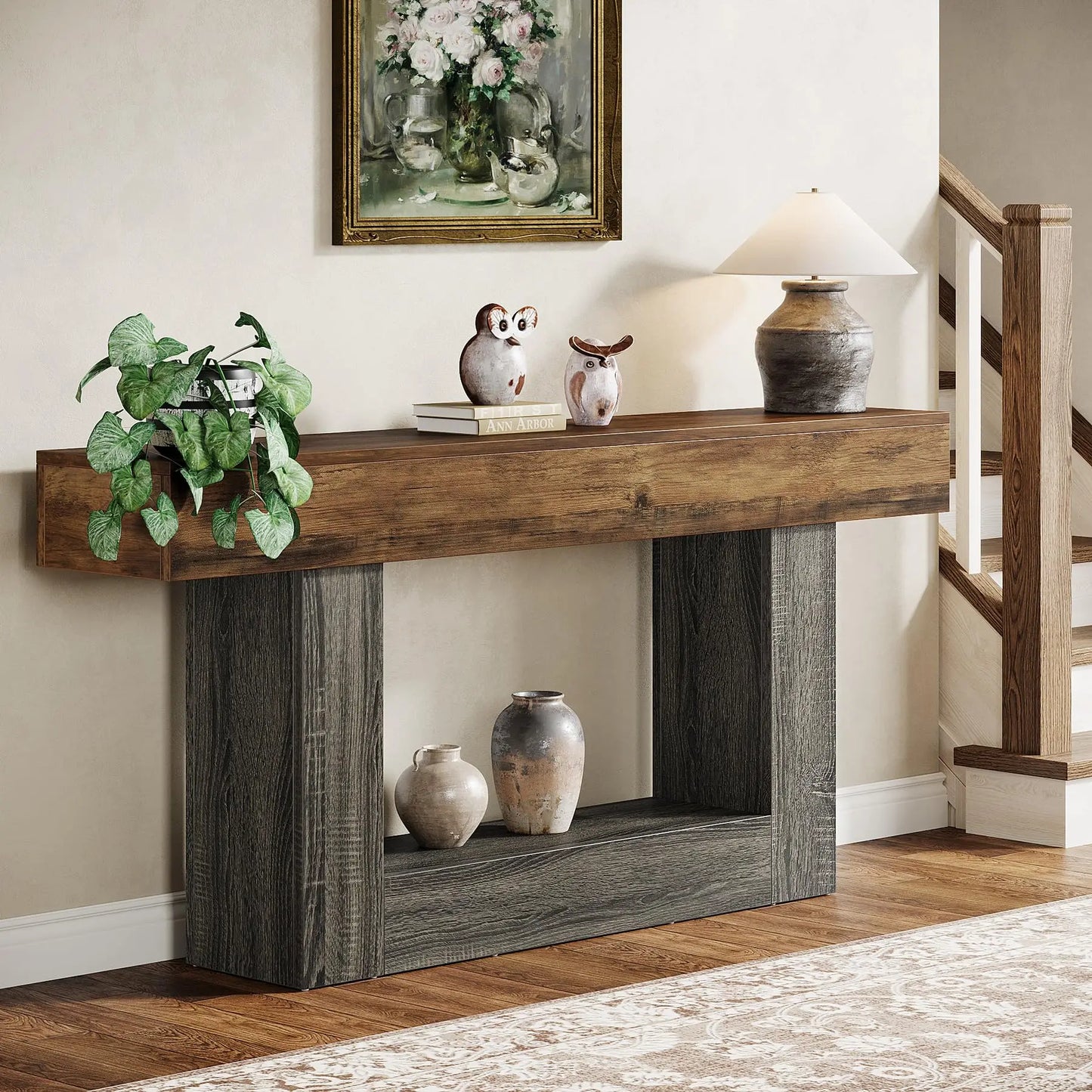 Tribesigns Farmhouse 2-Tier Console Table
