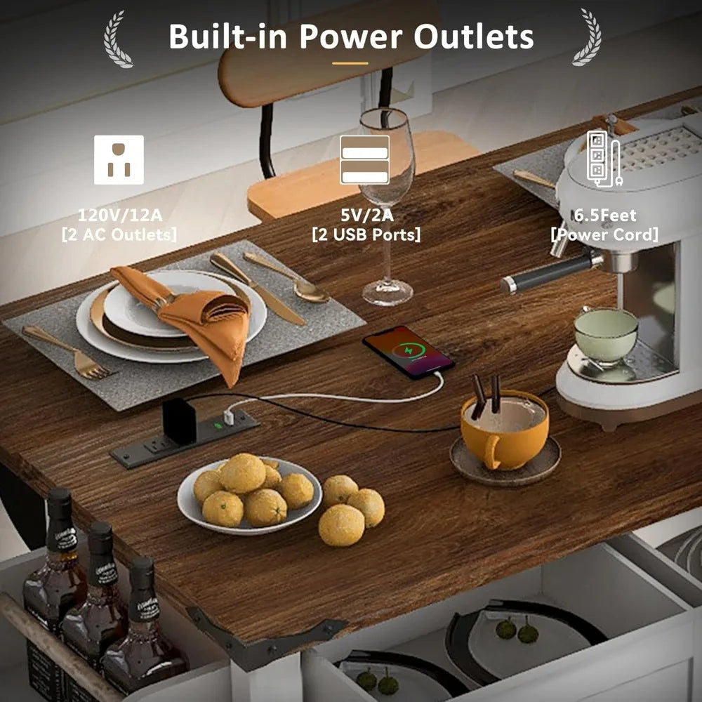 Farmhouse Kitchen Island On Wheels With Drop Leaf Outlet