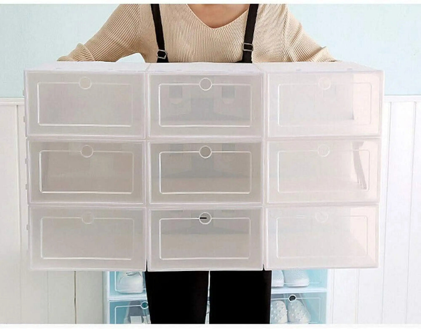 Foldable Flip Shoe Boxes 20 or 24 Pack Clear Plastic