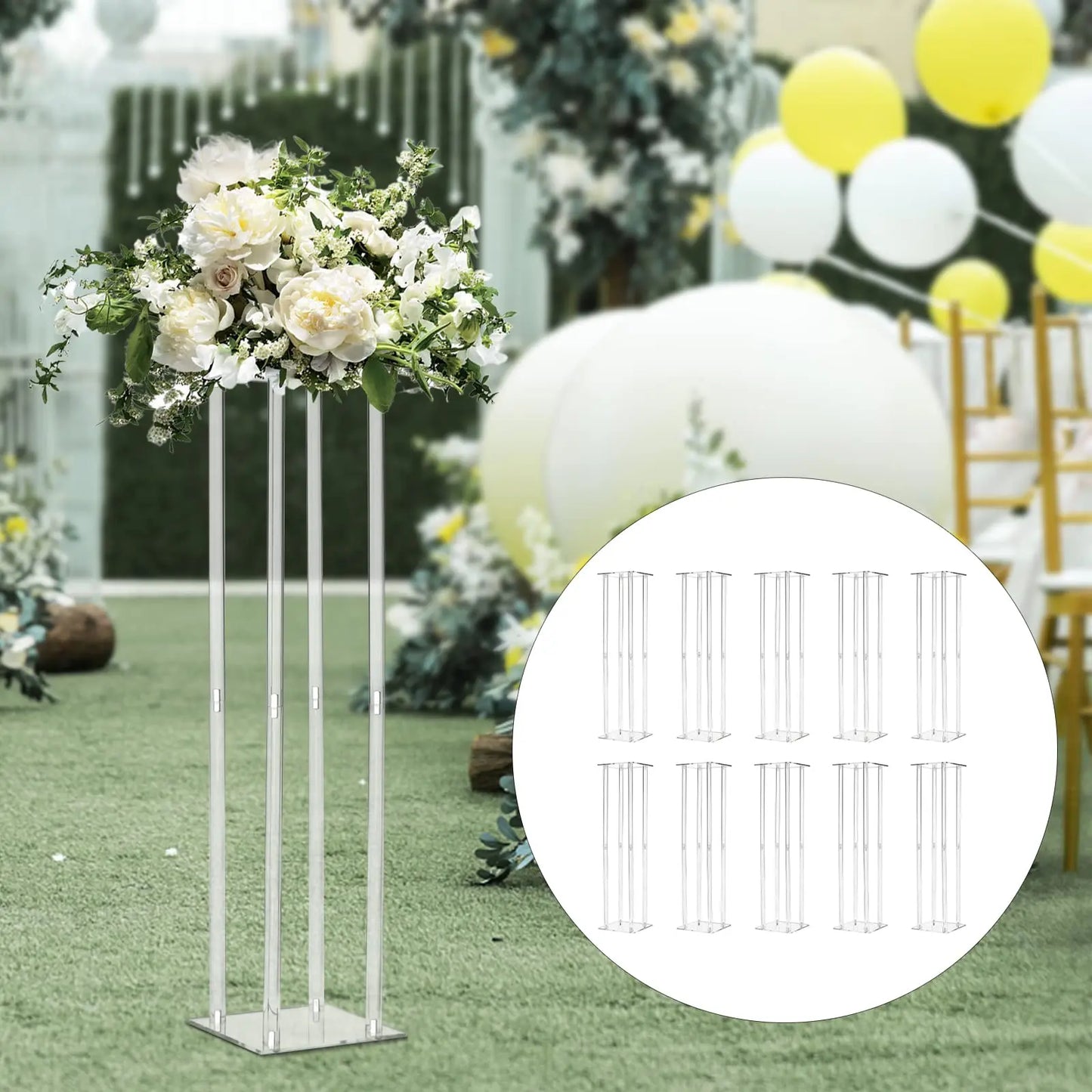 Transparent Acrylic Vase Column Stand For Elegant Wedding Centerpiece