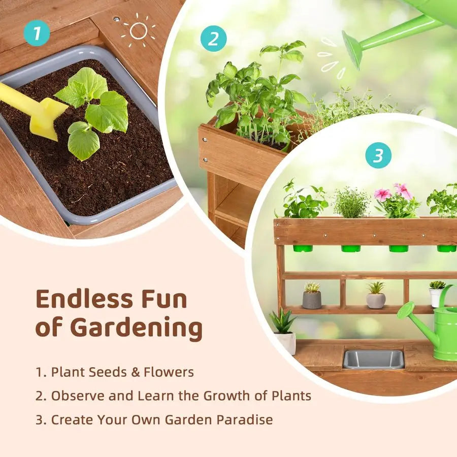 Potting Bench With Removable Sink For Outdoor Gardening