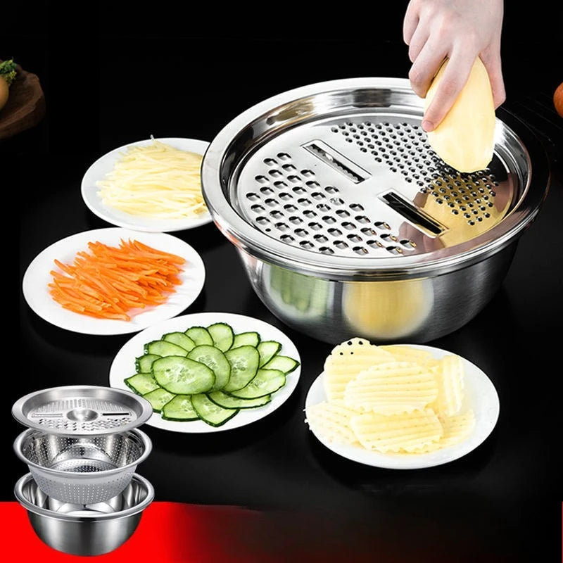 Multifunctional Vegetable Slicer Set With Drain Basket
