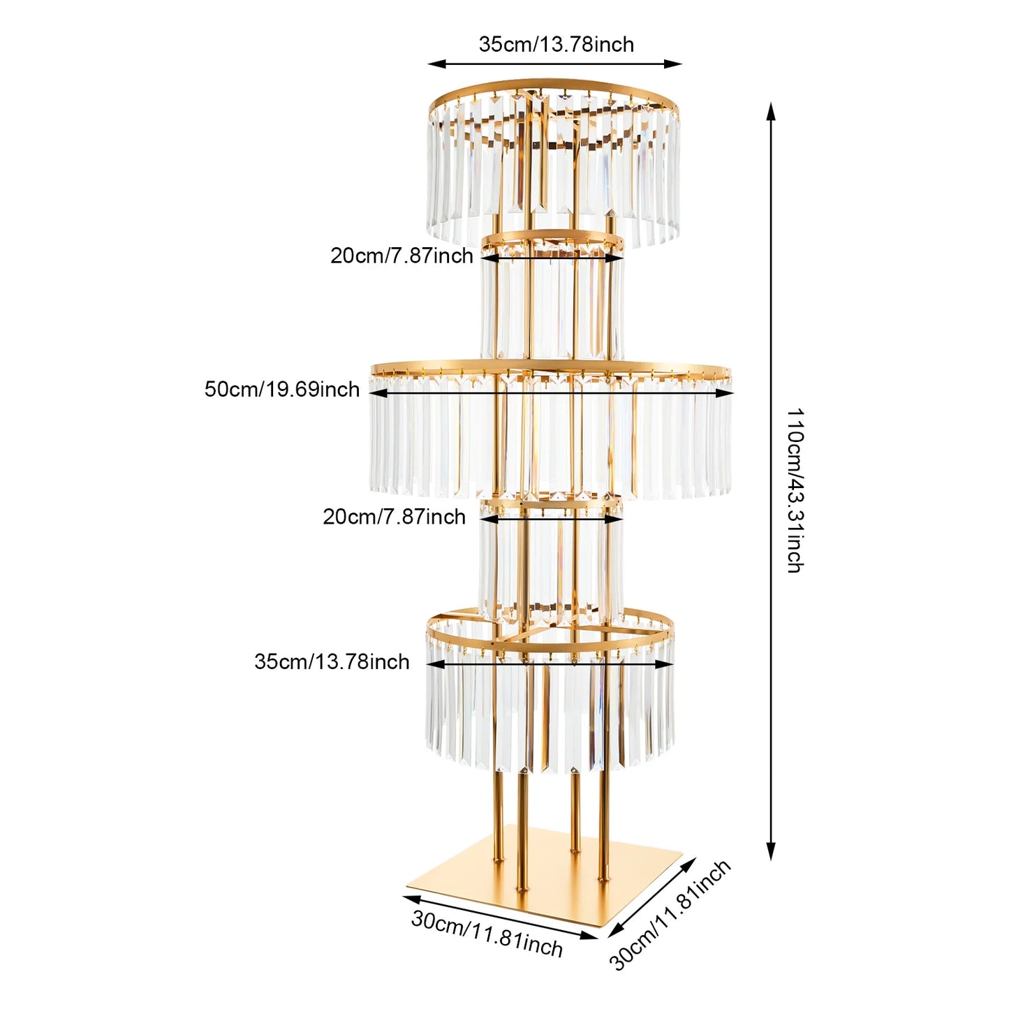 5-Tier Acrylic Crystal Flower Stand For Wedding Centerpieces Iron Frame