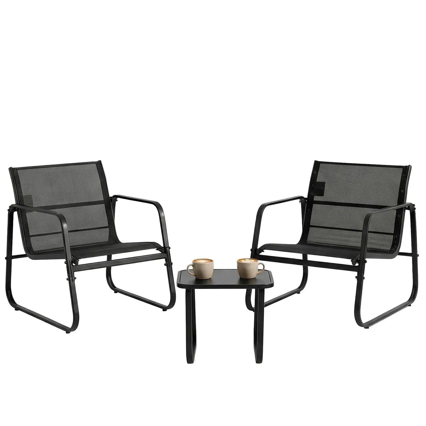 JHK Patio Furniture 3 Piece Set With Table Outdoor Metal
