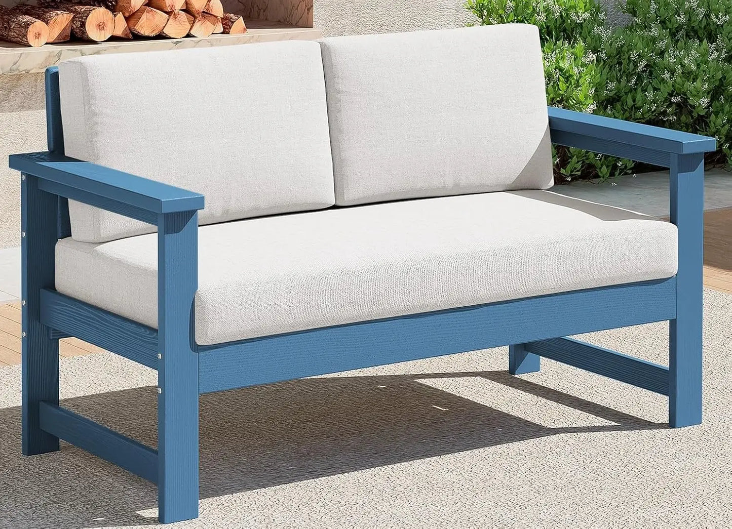 Frame All-Weather HDPE Outdoor Loveseat With Cushions