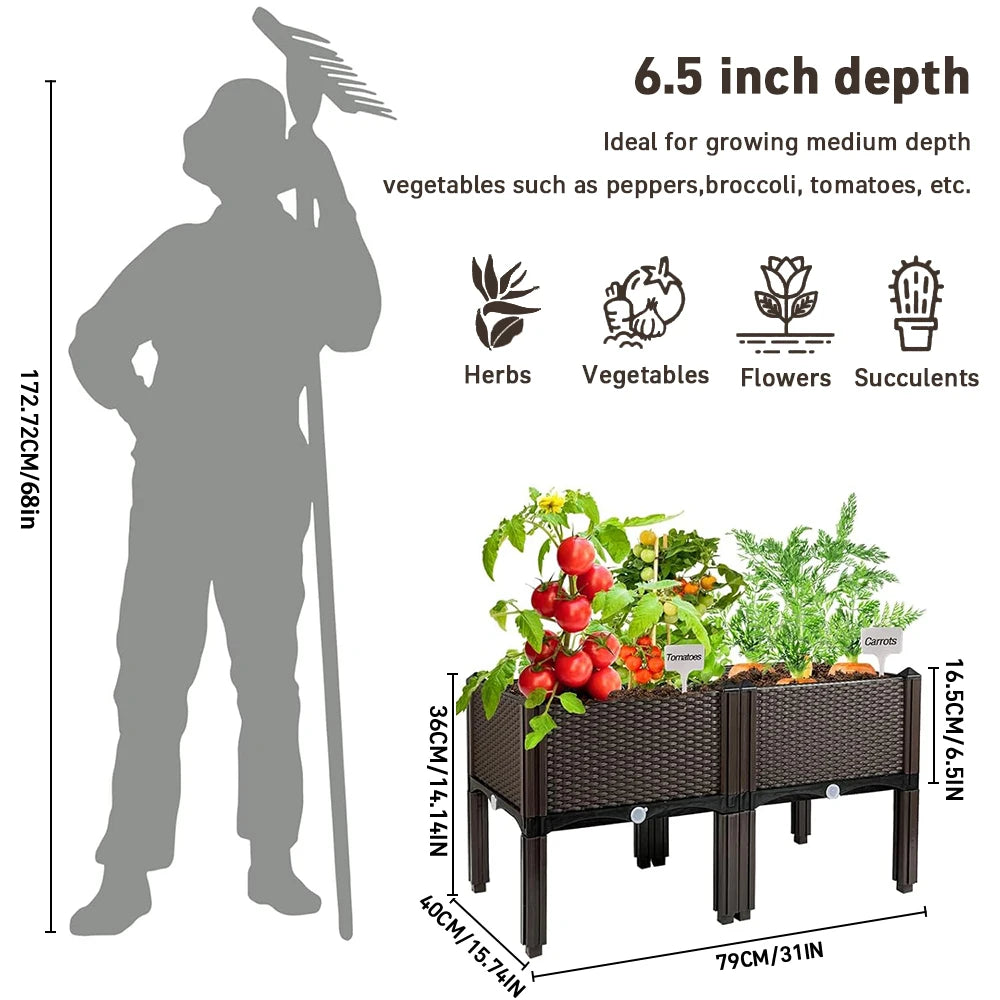 Raised Garden Bed With Legs 2 Pack Propagator Kit Greenhouse